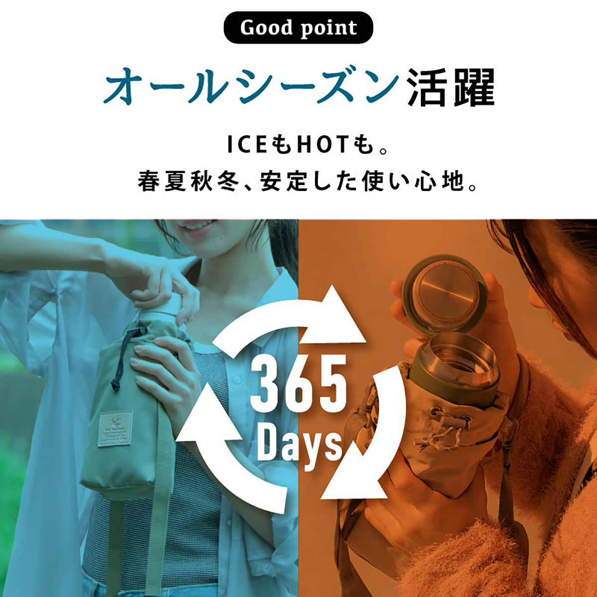 bonh032 保冷ボトルホルダー ショルダー付き 500ml～1L対応 撥水 ポケット付き ベージュ