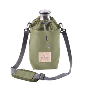 bonh032 保冷ボトルホルダー ショルダー付き 500ml～1L対応 撥水 ポケット付き カーキ