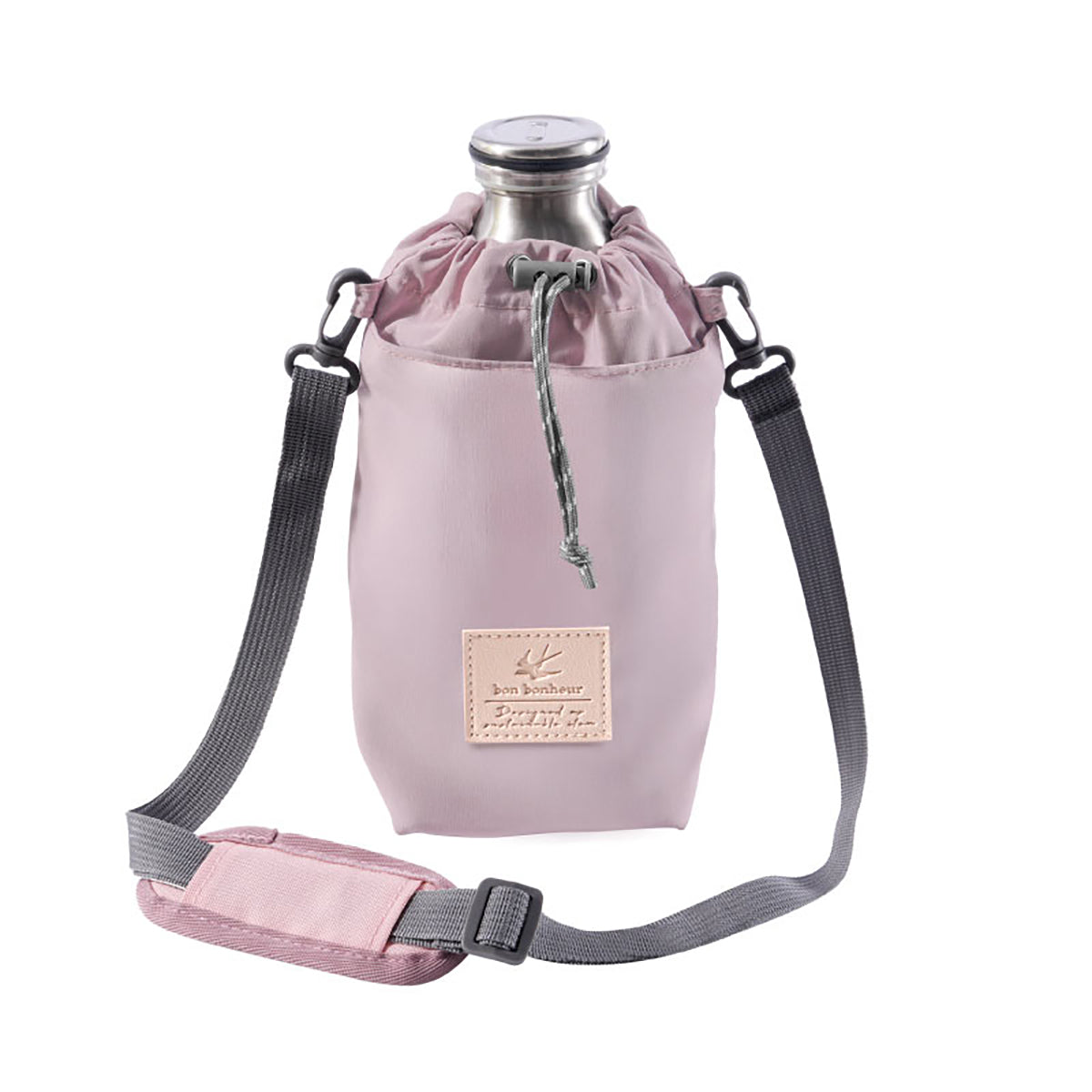 bonh032 保冷ボトルホルダー ショルダー付き 500ml～1L対応 撥水 ポケット付き ラベンダ
