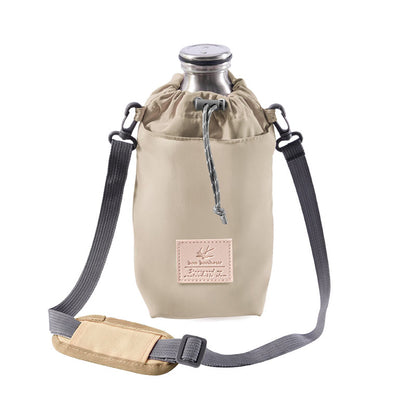 bonh032 保冷ボトルホルダー ショルダー付き 500ml～1L対応 撥水 ポケット付き ベージュ
