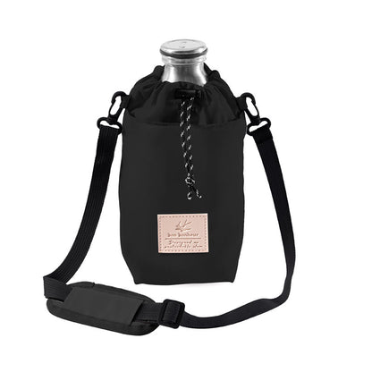 bonh032 保冷ボトルホルダー ショルダー付き 500ml～1L対応 撥水 ポケット付き ブラック