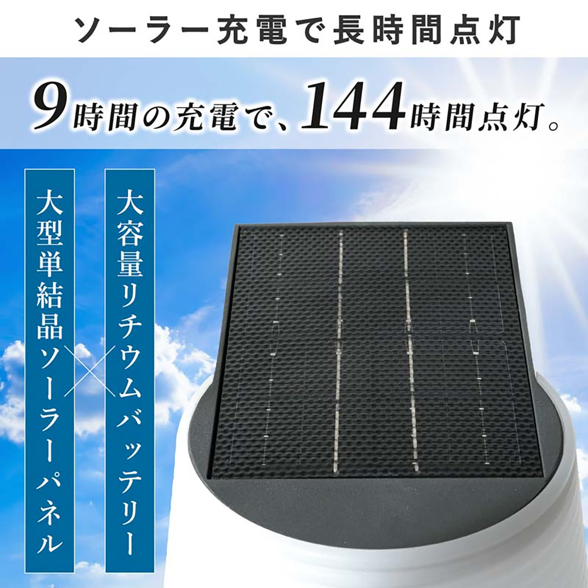 wasst309 ソーラー人感センサーライト 1000lm IP65防水 3段階調色 バッテリー交換式 屋外対応 ブラック