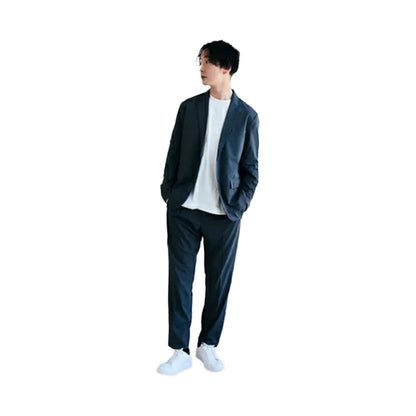 ALLESTサステナブル春夏スーツ グレー XS/S/M/L/XL 植物由来スーツ 次世代スーツ 高伸縮スーツ 360度ストレッチ パジャマ感覚 シルクタッチ 究極の肌触り 軽量スーツ パッカブルスーツ コンパクト収納 モバイルスーツ 出張スーツ 旅行スーツ 洗えるスーツ 家庭洗濯可能 シワになりにくい 速乾 吸湿速乾 通気性 紫外線カット UVカット98％ 貝ボタン エコ素材 とうもろこし由来 Sorona PTT ビジネスカジュアル フォーマル カジュアル兼用