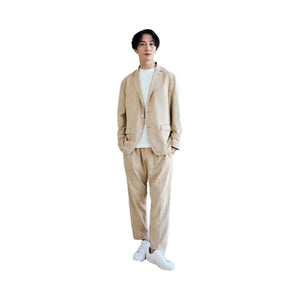 ALLESTサステナブル春夏スーツ ベージュ XS/S/M/L/XL/XXL 植物由来スーツ 次世代スーツ 高伸縮スーツ 360度ストレッチ パジャマ感覚 シルクタッチ 究極の肌触り 軽量スーツ パッカブルスーツ コンパクト収納 モバイルスーツ 出張スーツ 旅行スーツ 洗えるスーツ 家庭洗濯可能 シワになりにくい 速乾 吸湿速乾 通気性 紫外線カット UVカット98％ 貝ボタン エコ素材 とうもろこし由来 Sorona PTT ビジネスカジュアル フォーマル カジュアル兼用