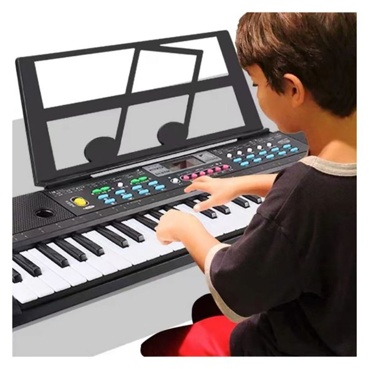 ガイド機能付電子ピアノ 電子ピアノ キーボード 61鍵盤 光る鍵盤 初心者向け ガイド機能付き 練習用 子供 大人 簡単 学習 知育 脳トレ 音色200種類 リズム200種類 デモ曲60曲 録音機能 テンポ調整 マイク付き 楽譜スタンド付き USB給電 電池対応 軽量 コンパクト 自宅練習 弾き語り ブラック