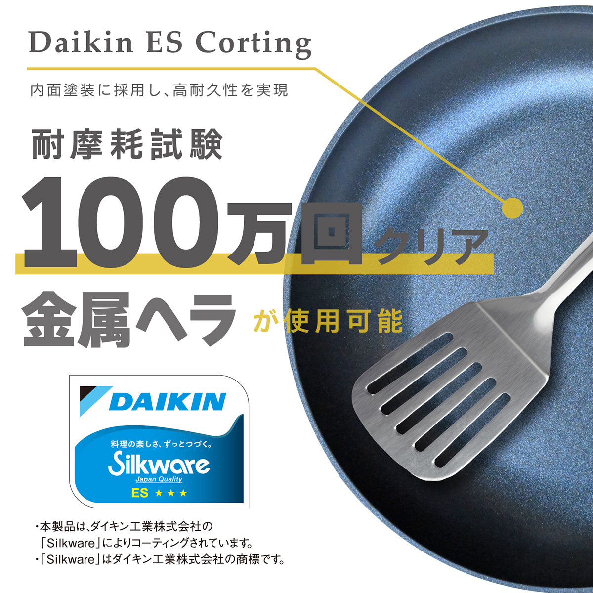 every U. 軽量強化フライパン DAIKIN silkwear ガス火/IH対応 金属ヘラ対応 耐摩耗性100万回クリア 高熱効率 PFOS フリー 【2set】24cm×26cm