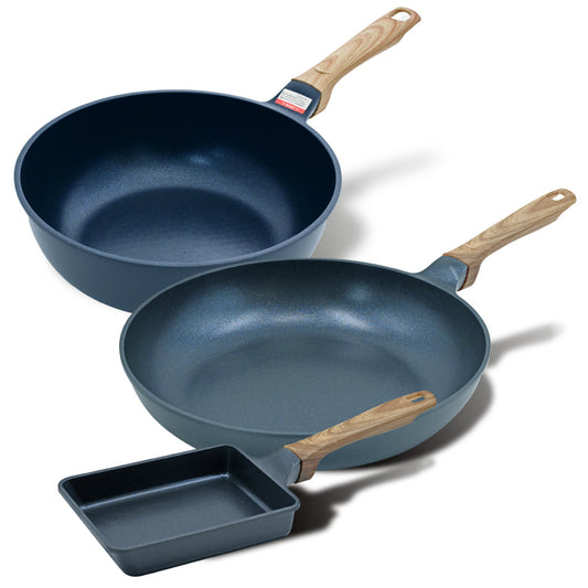 every U. 軽量強化フライパン DAIKIN silkwear ガス火/IH対応 金属ヘラ対応 耐摩耗性100万回クリア 高熱効率 PFOS フリー 【3set】24cm×30cm×玉子焼き
