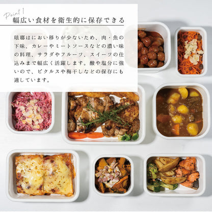 every U. ホーロー 保存容器 角型 深型 透明シール蓋付き・におい移りしにくい 琺瑯製 直火OK・オーブンOK 作り置き 常備菜 下ごしらえ 小分け保存に便利 冷蔵庫すっきり 収納しやすい スタッキング対応 ホワイト (3点セット) 密閉容器 冷蔵保存 冷凍保存 直火対応 オーブン対応 トースター対応 電子レンジ対応 スタッキング 収納しやすい におい移りしにくい 防臭 衛生的 食品保存容器 キッチン収納