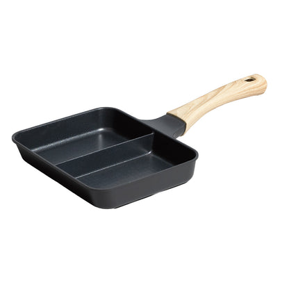 every U. セパレートフライパン 21×16cm IH・ガス火対応 PFOAフリー ダイキン EK コーティング 耐摩耗試験50万回クリア 2品同時調理 仕切り 朝食 お弁当 ミニ 一人暮らし 時短調理 卵焼き ベーコン ウインナー 焦げ付きにくい 耐摩耗フライパン