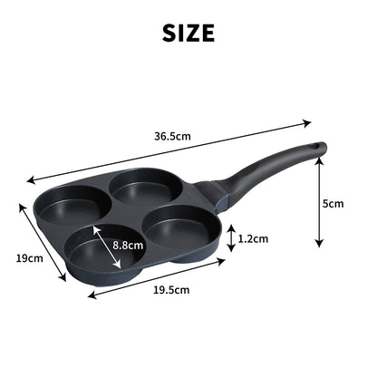 every U. 四つ穴円形フライパン 19×19cm IH・ガス火対応 PFOA フリー ダイキン ES コーティング 4品同時調理 仕切りフライパン 弁当 目玉焼き