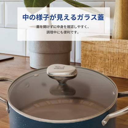 every U. フライパン 鍋 セット 6点 セラミックコーティング IH対応 ガス火対応 26cm 20cm 両手鍋 片手鍋 ガラス蓋 PFOA FREE 新生活 ギフト