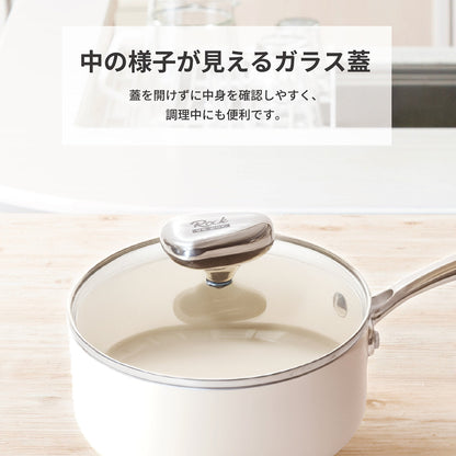 every U. セラミックコーティング フライパン 鍋 5点セット 24cm 深型フライパン 浅型フライパン 片手鍋 ガラス蓋付き IH対応 ガス火対応 PFOA FREE クリーム