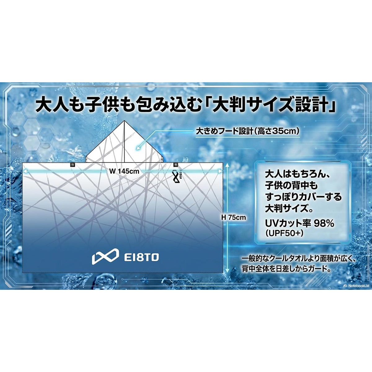 EROHEAT ACTIVE PONCHO ポンチョ 接触冷感 フリーサイズ ホワイト×ブルー