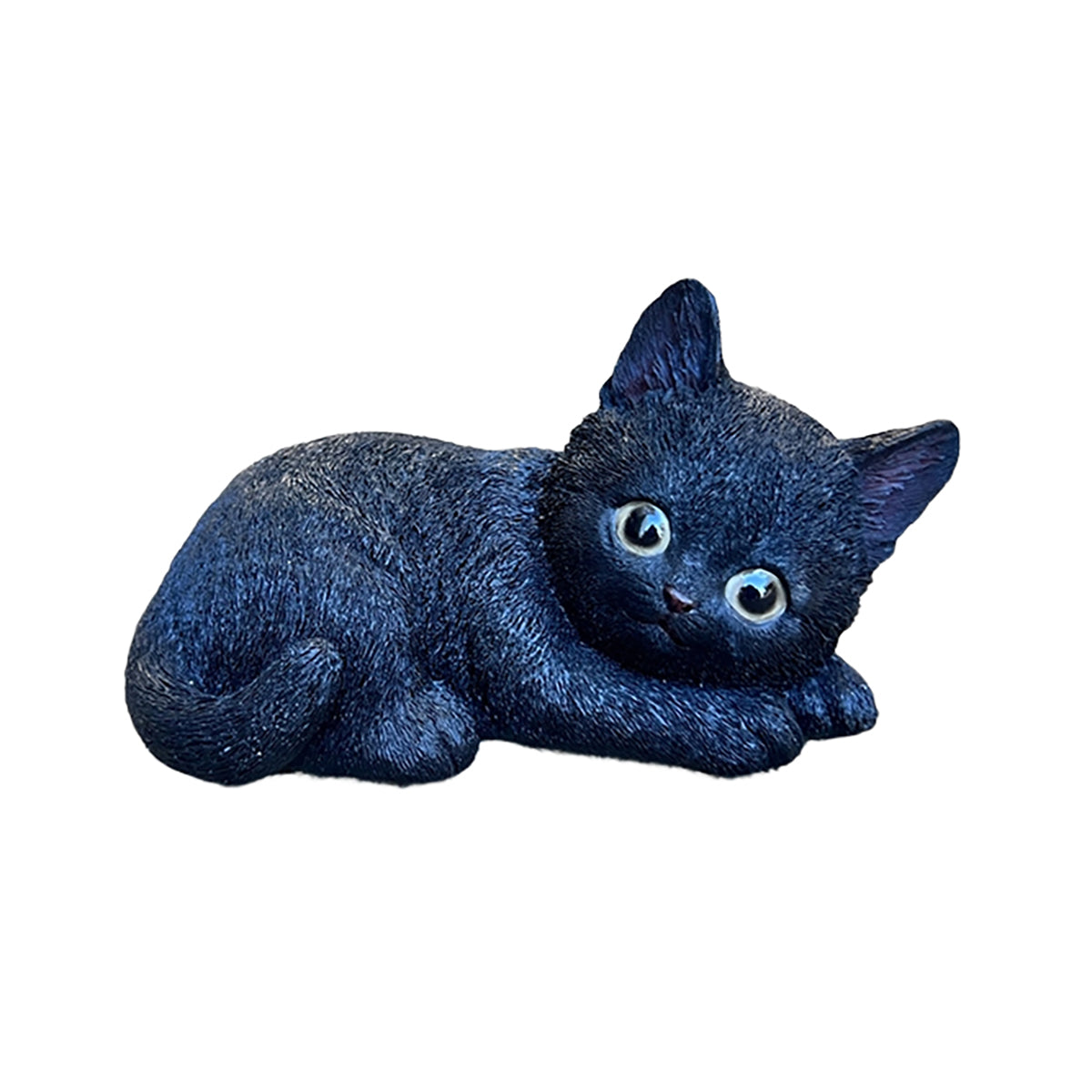 ガーデンオブジェ 子ねこ Ｈ (伏せ寝黒）