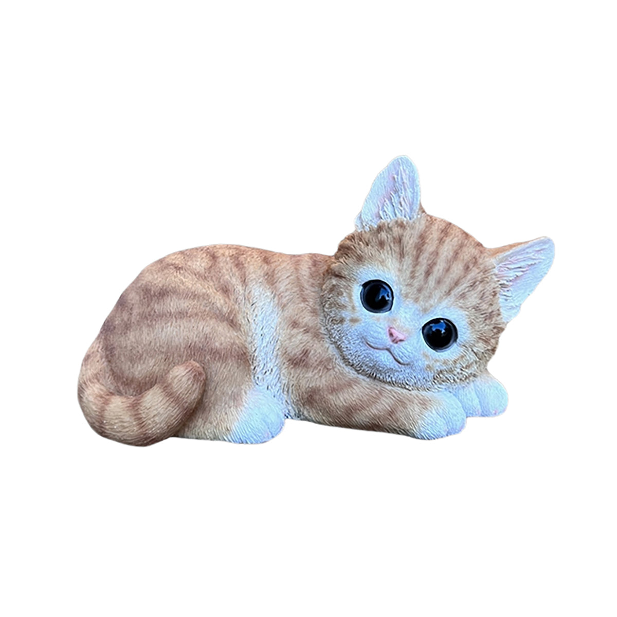 ガーデンオブジェ 子ねこ G (伏せ寝茶）