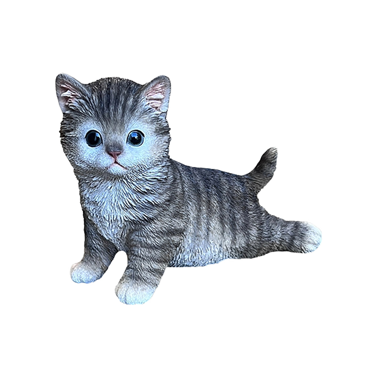 ガーデンオブジェ 子ねこ L （のびのびグレー）