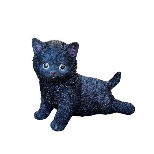 ガーデンオブジェ 子ねこ K （のびのび黒）