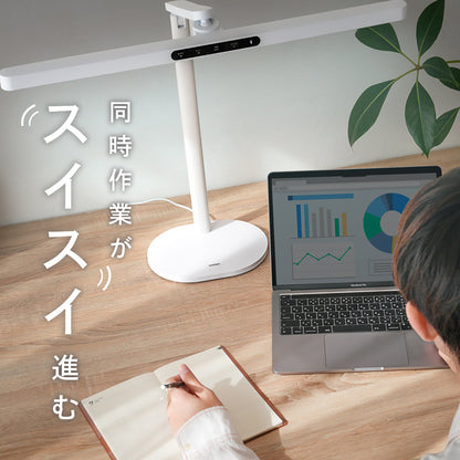 wasser101 ワイドLEDデスクライト 1200lm 5段階調光調色 フレキシブルアーム タッチ操作 ホワイト