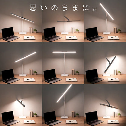 wasser101 ワイドLEDデスクライト 1200lm 5段階調光調色 フレキシブルアーム タッチ操作 ホワイト