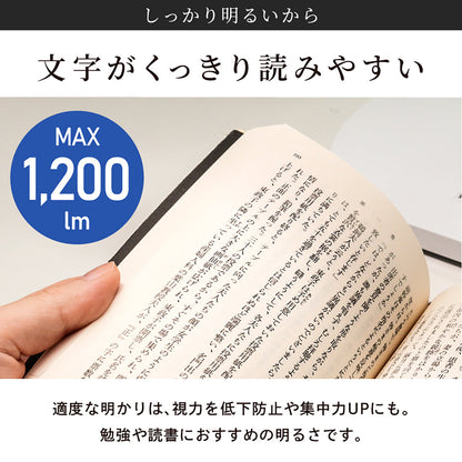 wasser101 ワイドLEDデスクライト 1200lm 5段階調光調色 フレキシブルアーム タッチ操作 ホワイト