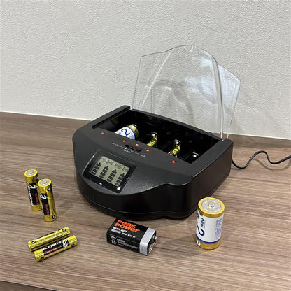 乾電池を繰り返し使える マルチ充電器 単1〜単4対応 9V対応 残量表示付き 安全設計 エコ節約モデル