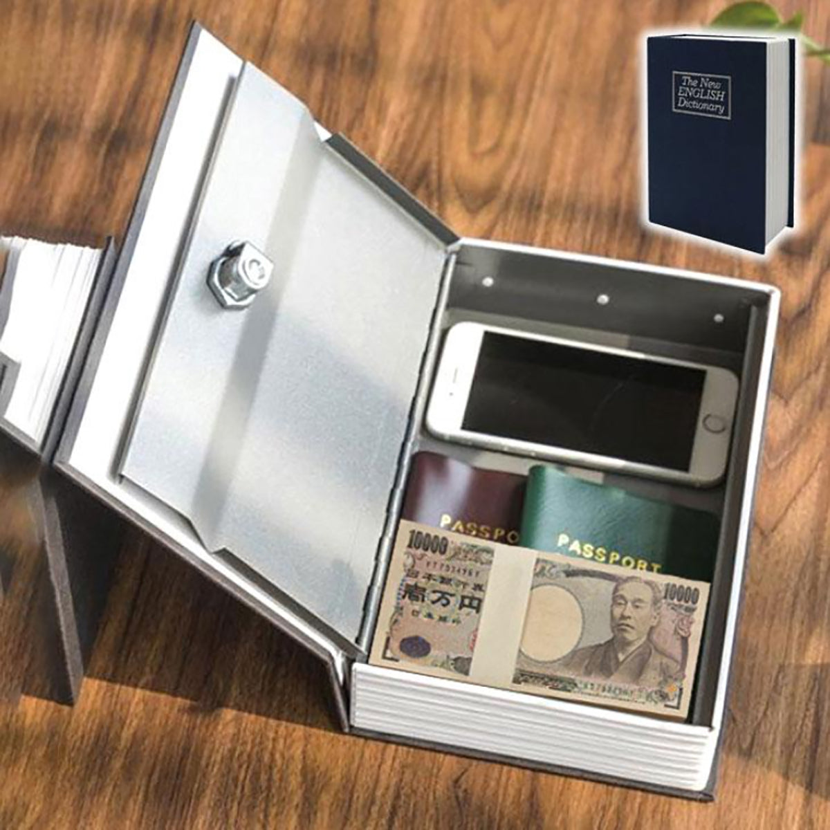 本棚に隠せるセキュリティ金庫 辞書型隠し金庫 鍵付き 防犯 へそくり保管 カモフラージュ収納 ブラック