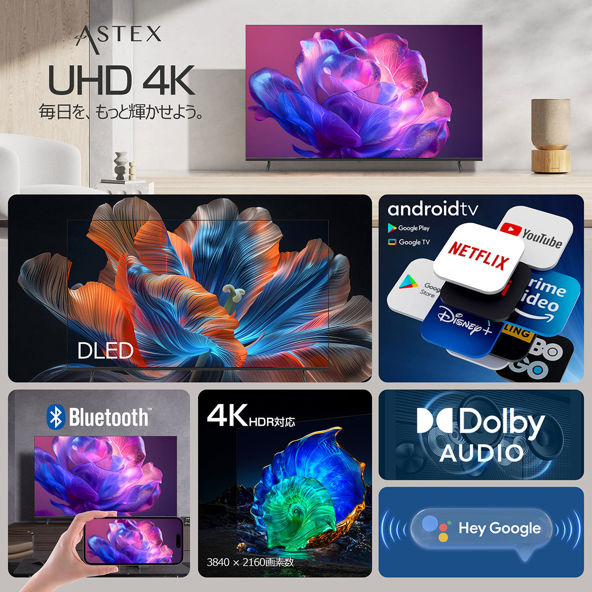 ６５インチ４Ｋ　チューナーレス　ＧｏｏｇｌｅＴＶ
