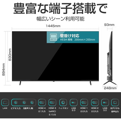 ６５インチ４Ｋ　チューナーレス　ＧｏｏｇｌｅＴＶ