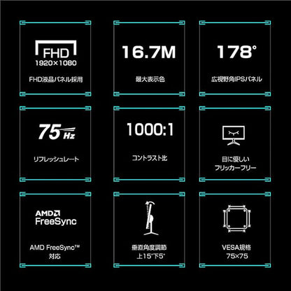 ２３．８インチ　ＦＨＤ７５Ｈｚモニター