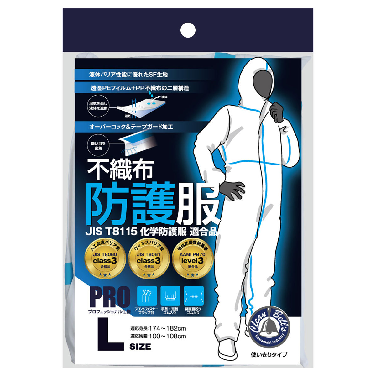 不織布　防護服ＳＦ　ホワイト　M/L/LL/3L