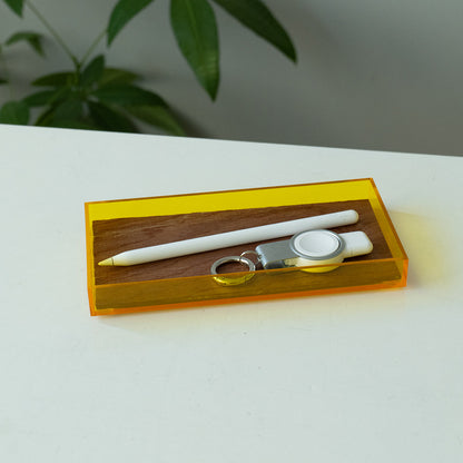 アクリル＆ウッドトレー クリア×イエロー