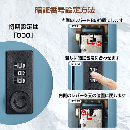 壁掛け郵便ポスト ダイヤルロック式 3窓 Bタイプ ブルーグレー