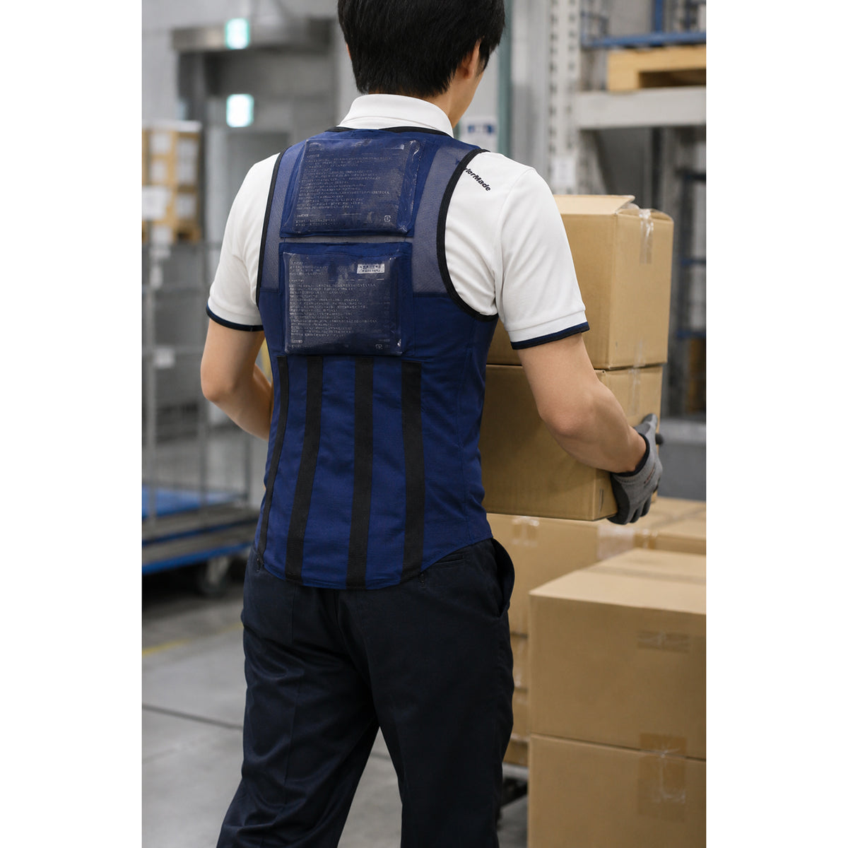 Ice de タスケルW 男女兼用 保冷剤ベスト 保冷剤4個付き ネイビー SS/S/M/L/LL/3L