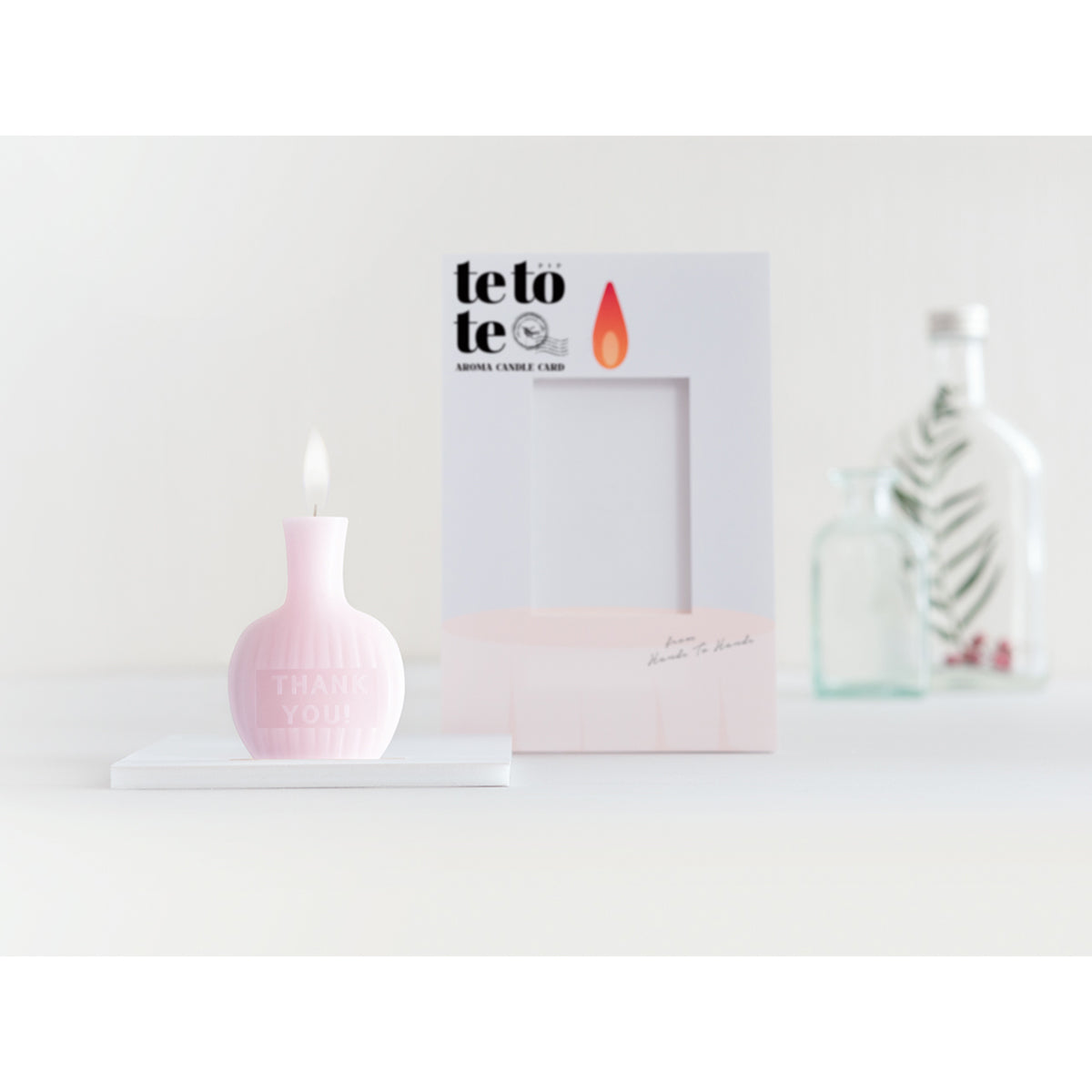 tetote「THANK YOU」（イエロー）アロマキャンドル付きメッセージカード　ユズの香り