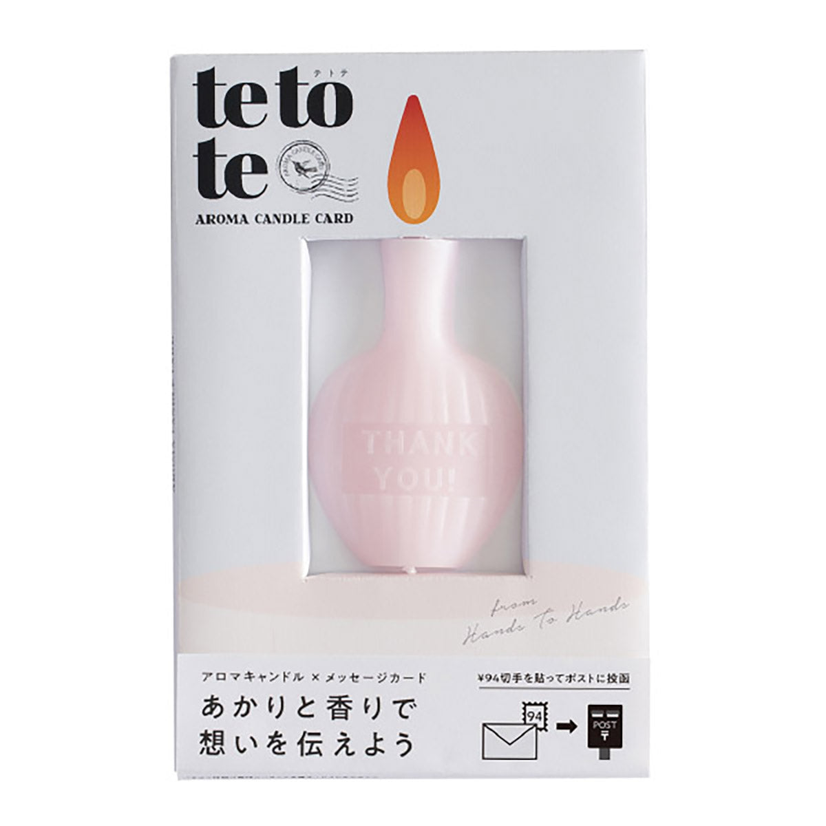 tetote「THANK YOU」 (ピンク)アロマキャンドル付きメッセージカード　サクラの香り