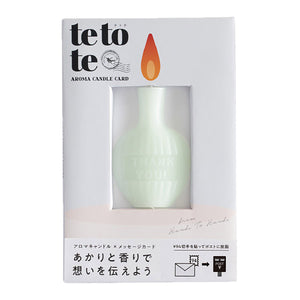 tetote「THANK YOU」（グリーン）アロマキャンドル付きメッセージカード　グリーンティーの香り