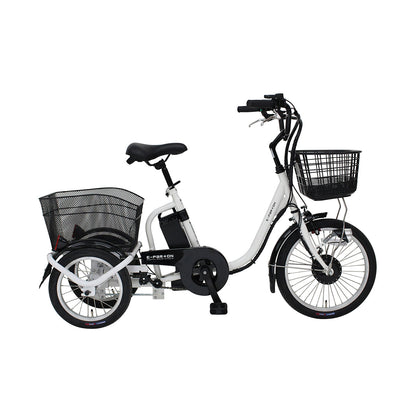 E-PARTON（イーパートン） ロータイプ電動アシスト三輪自転車　ホワイト　配送のみ/組立サービス付き(選択可能)