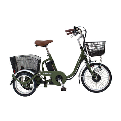 E-PARTON PLUS（イーパートン プラス） ノーパンクロータイプ電動アシスト三輪自転車　マットカーキ　配送のみ/組立サービス付き(選択可能)