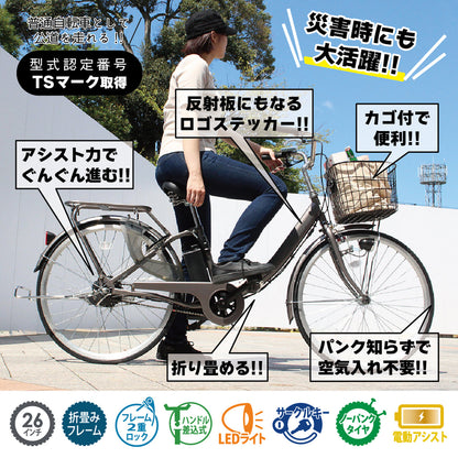ACTIVEPLUS(アクティブプラス)ノーパンク電動アシスト　スモークシルバー　FDB26EB