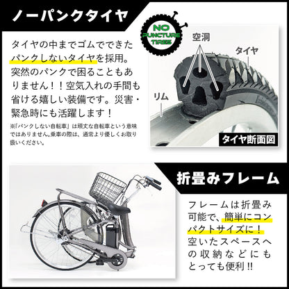ACTIVEPLUS(アクティブプラス)ノーパンク電動アシスト　スモークシルバー　FDB26EB