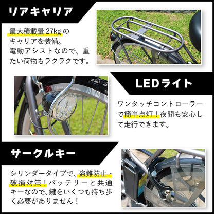 ACTIVEPLUS(アクティブプラス)ノーパンク電動アシスト　スモークシルバー　FDB26EB