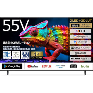 ５５インチ　ＱＬＥＤ４Ｋ３Ｗ２Ｔ内蔵ＧｏｏｌｅＴＶ搭載　スマートテレビ