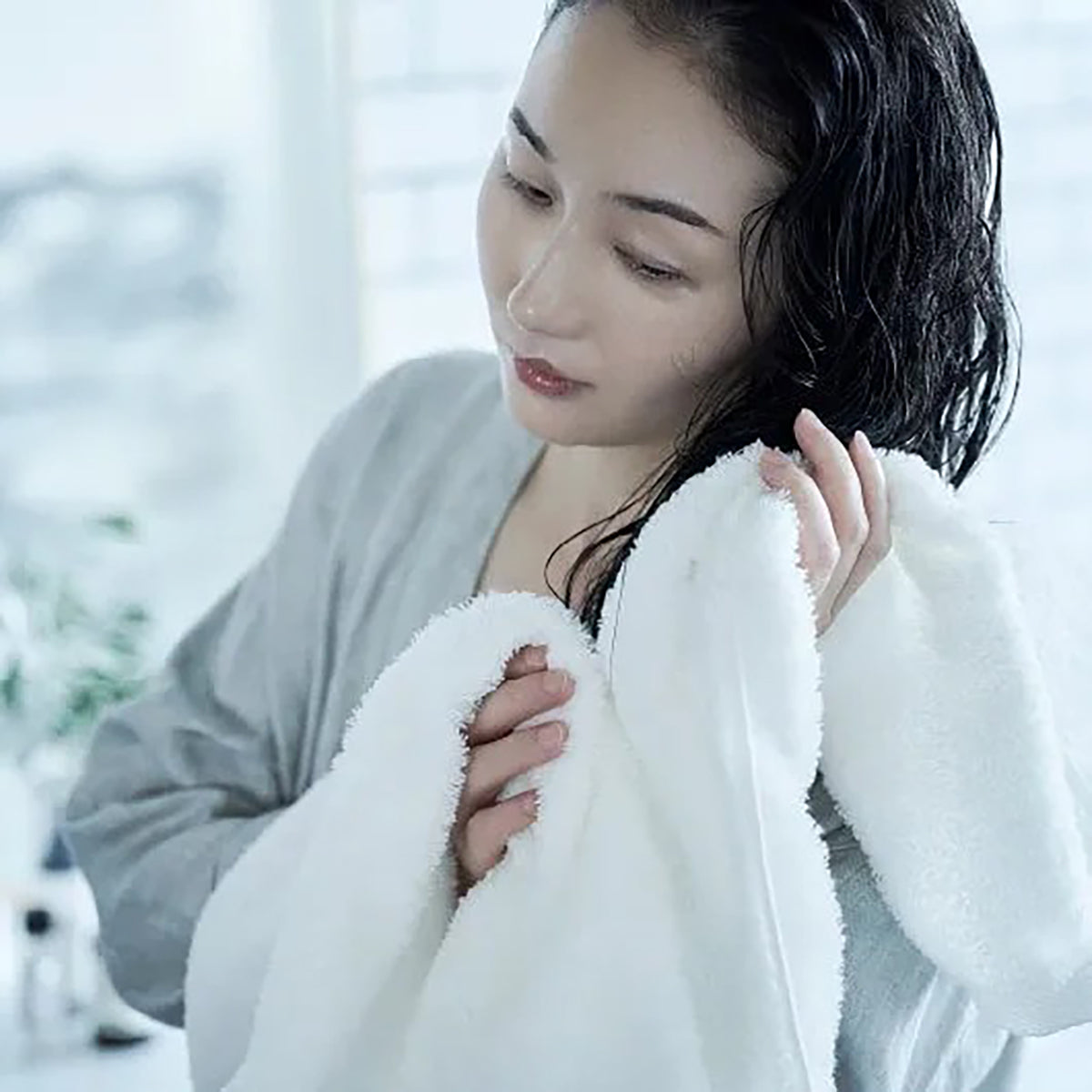 Perfec10 ヘアー タオル シルバーグレイ