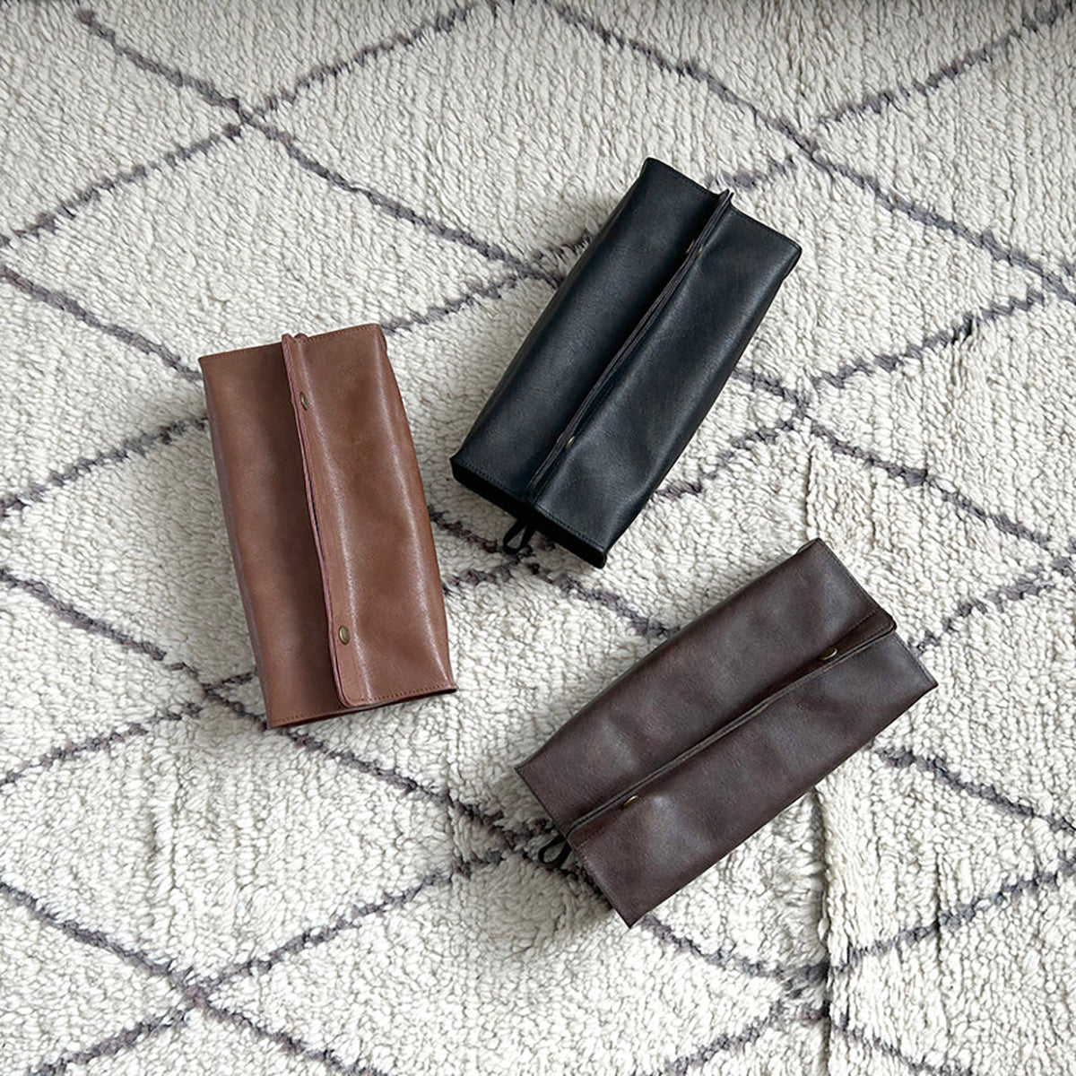 ティッシュケース　tente STUDY vintage DARK BROWN