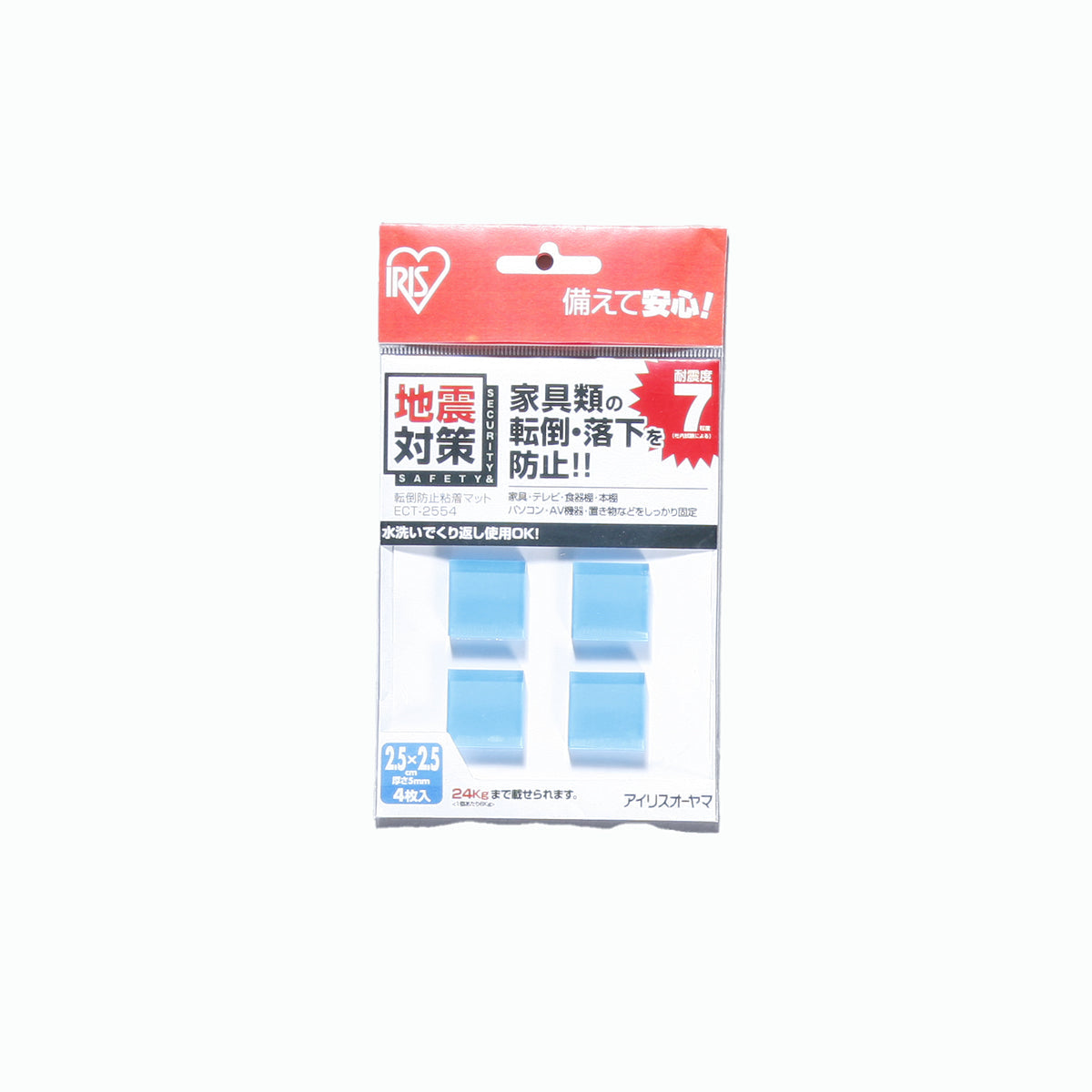 【アイリスオーヤマ】転倒防止粘着マット　25×25mm　4枚入り