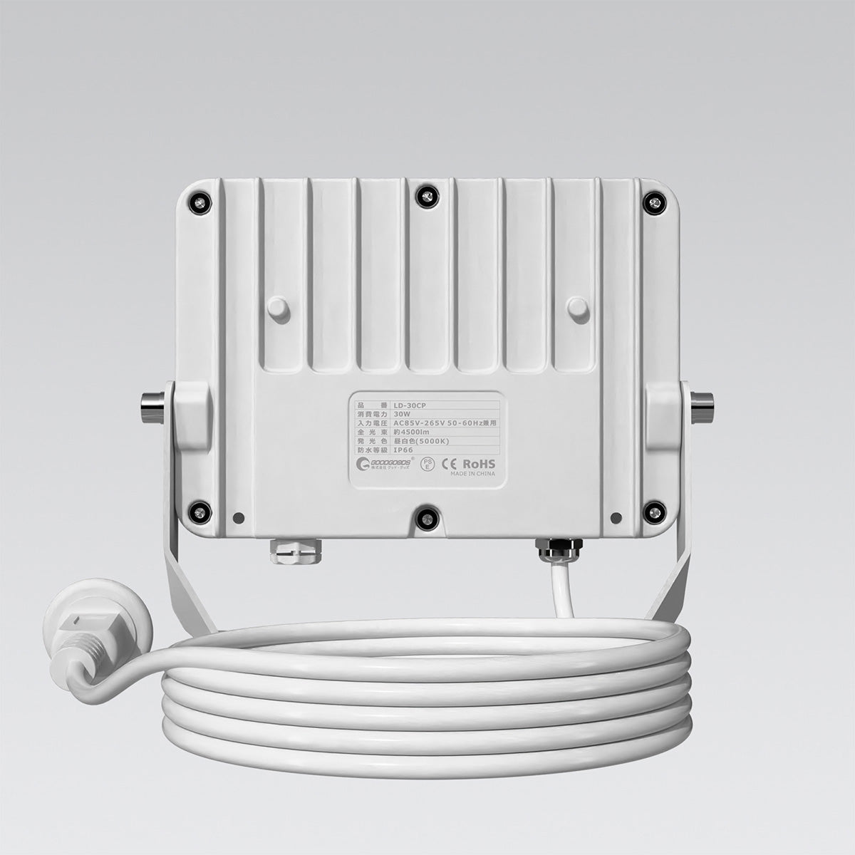 LED投光器 30W 4500LM プラグ付5mコ-ド 通気弁付き