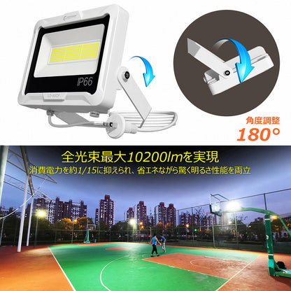 LED投光器 60W 10200LM プラグ付5mコ-ド 通気弁付き