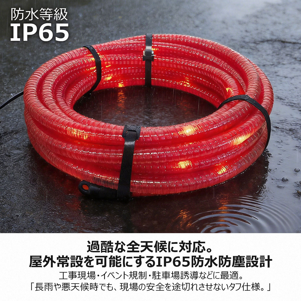 LEDソーラーユニット式 警告用 PVCチューブライト 10m