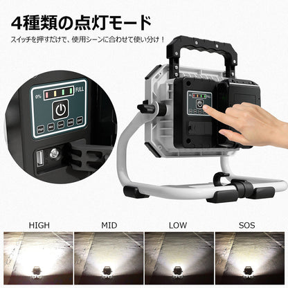 バッテリー着脱式LED投光器 100W マッチングファイターV18 pro