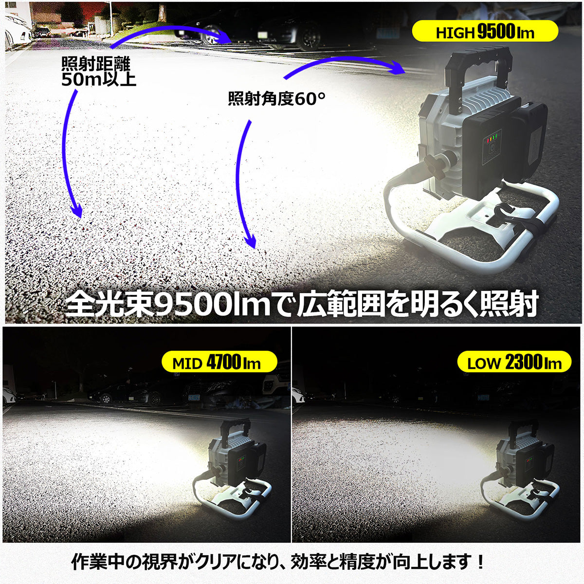 バッテリー着脱式LED投光器 100W マッチングファイターV18 pro